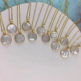 12 Zodiac Sea Shell Carved Pendant Necklace