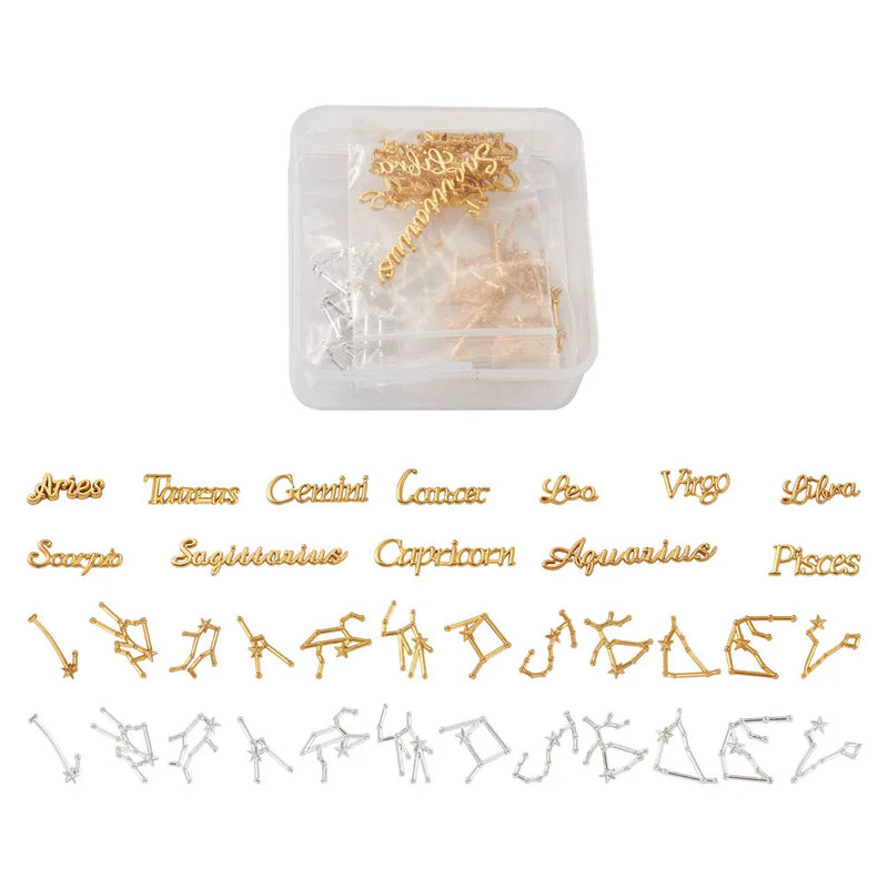 12 Constellations Alloy Cabochons for Resin Jewelry Making