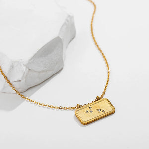12 Constellations CZ Zircon Stainless Steel Geometric Necklace