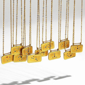 12 Constellations CZ Zircon Stainless Steel Geometric Necklace