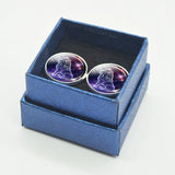 Zodiac Signs Cufflinks Set for Men Glass Wedding Suit Cuff Link