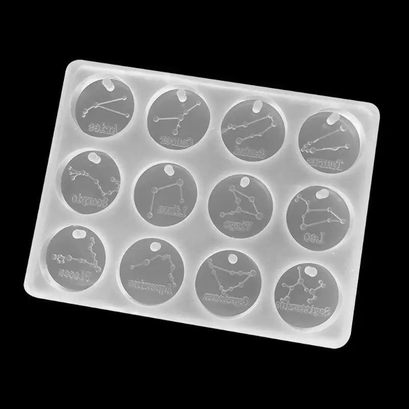 12 Constellations Discs Pendant Epoxy Resin Silicone Mold Jewelry Making