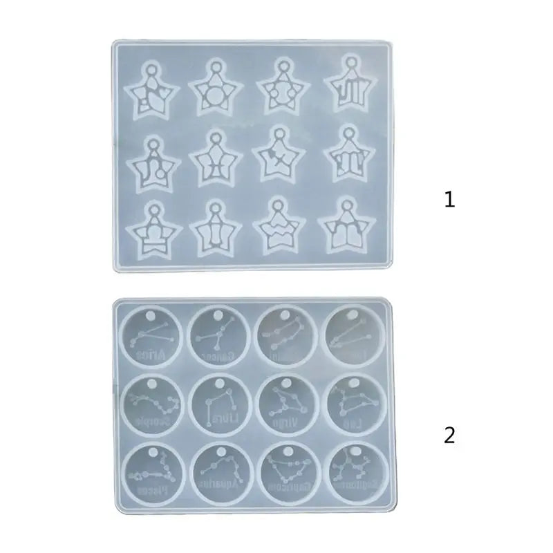 12 Constellations UV Crystal Epoxy Resin Mold DIY Keychain Necklace Pendant Mold