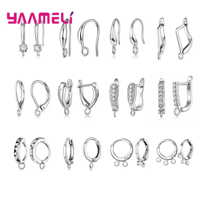 12 Designs 925 Sterling Silver Crystal Jewelry Findings Earrings DIY Components