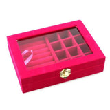 Velvet Clear Lid&Lock Ring Display Box Jewelry Organizer