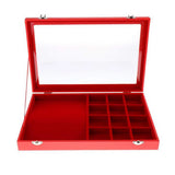 12 Grids Jewelry Display Tray Glass Lid Cover Bracelet Earring Ring Holder