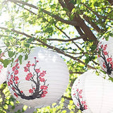 12-Inch Red Sakura Paper Lanterns (Set of 5)