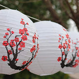 12-Inch Red Sakura Paper Lanterns (Set of 5)