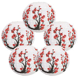 12-Inch Red Sakura Paper Lanterns (Set of 5)