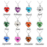 12 Month Heart Birthstone Ashes Urn Keepsake Pendant Necklace