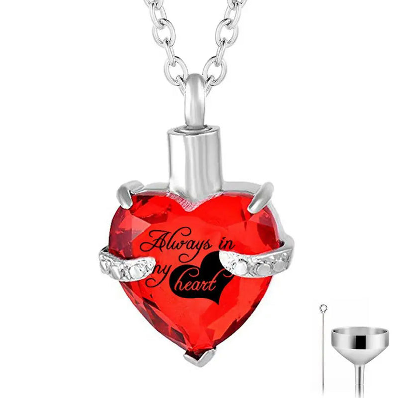 12 Month Heart Birthstone Ashes Urn Keepsake Pendant Necklace