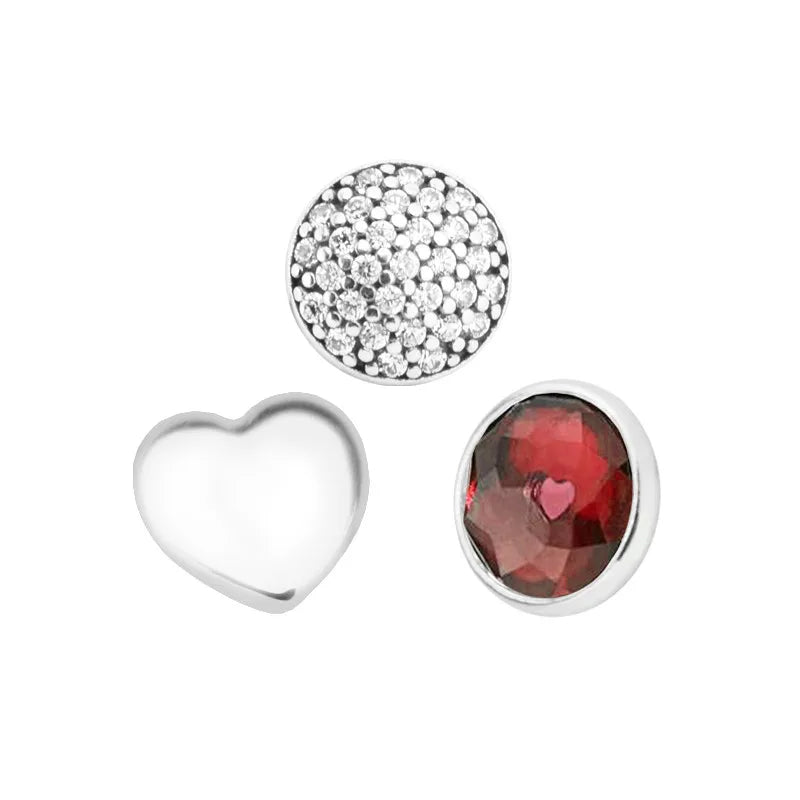 12 Month Birthstone Floating Locket Charm Crystal Beads 925 Silver Jewelry DIY