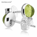 August Peridot Studs Silver Earrings For Women