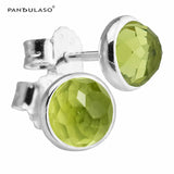 August Peridot Studs Silver Earrings For Women