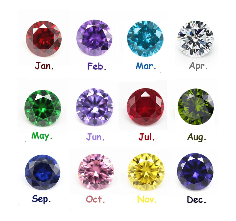 12 Months Birthstone CZ Bead Stones Loose Gem Synthetic Gems 4.0~10.0mm 5A