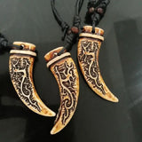 Chinese Dragon Totem Amulet Necklace Imitated Bone Powder Biker Jewelry