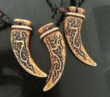 Chinese Dragon Totem Amulet Necklace Imitated Bone Powder Biker Jewelry