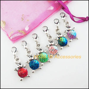 12 Tortoise Mixed Charms Resin Animal Pendants Tibetan Silver Plated 14x23mm