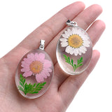 Preserved Narcissus Petal Charms Dried Flower Glass Pendant