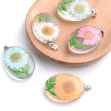 Preserved Narcissus Petal Charms Dried Flower Glass Pendant
