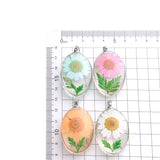 Preserved Narcissus Petal Charms Dried Flower Glass Pendant