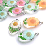 Preserved Narcissus Petal Charms Dried Flower Glass Pendant