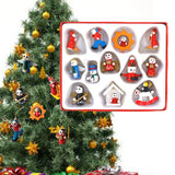 12 PCS Christmas Wooden Ornament Mini Hanging Pendants Tree Decorations