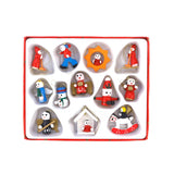 12 PCS Christmas Wooden Ornament Mini Hanging Pendants Tree Decorations