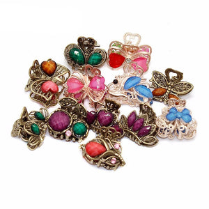 Vintage Metal Rhinestone Butterfly Hair Claw with Crystal Flower