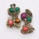 Vintage Metal Rhinestone Butterfly Hair Claw with Crystal Flower
