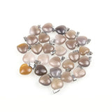 12 PCS Heart Shape Stone Pendants Opal/Malachite Charms 25*17 mm