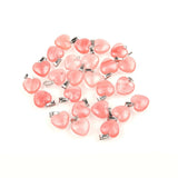 12 PCS Heart Shape Stone Pendants Opal/Malachite Charms 25*17 mm