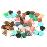 12 PCS Pink Crystal/Tiger Eye Heart Shape Stone Pendant Charms for Necklaces