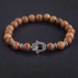 12 PCS Men Bracelet Wooden Beads Cross Balance Bracelets Owl Crown Prayer Reiki