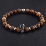12 PCS Men Bracelet Wooden Beads Cross Balance Bracelets Owl Crown Prayer Reiki