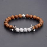 12 PCS Men Bracelet Wooden Beads Cross Balance Bracelets Owl Crown Prayer Reiki