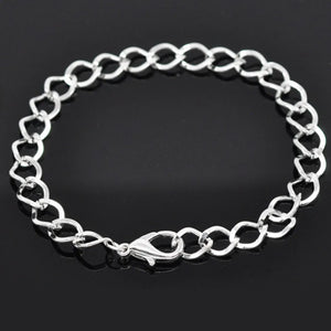12 PCs Lobster Clasp Link Chain Bracelets Alloy Silver Long