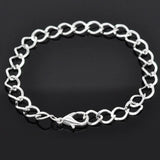 12 PCs Lobster Clasp Link Chain Bracelets Alloy Silver Long