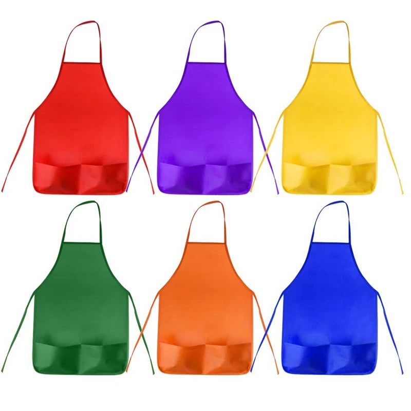 12 Pack Kids Aprons with 2 Pockets for Painting and Cooking