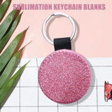 12 Pack PU Leather Keychain DIY Heat Keyring Pink