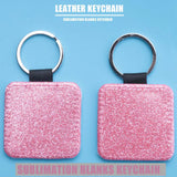 12 Pack PU Leather Keychain DIY Heat Keyring Pink