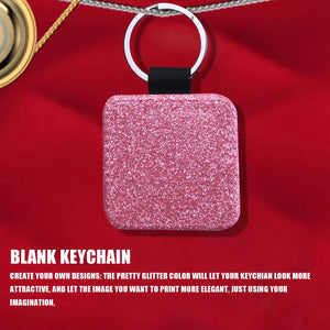 12 Pack PU Leather Keychain DIY Heat Keyring Pink