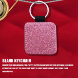 12 Pack PU Leather Keychain DIY Heat Keyring Pink