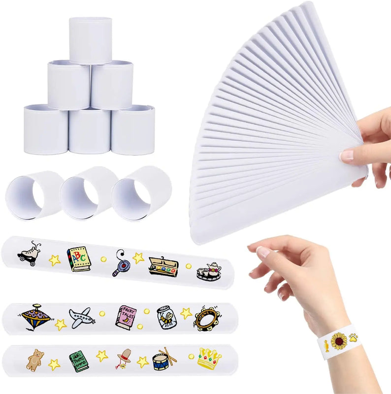 12 Pack Slap Bracelets for Kids DIY School Party Favors Craft Wristband