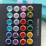 12 Pairs Multicolor CZ Crystal Stud Earring Set