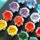 12 Pairs Multicolor CZ Crystal Stud Earring Set