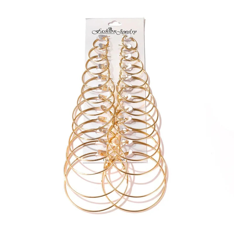 12 Pairs Large Circle Hoop Earrings for Women