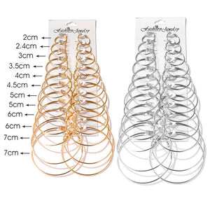 12 Pairs Large Circle Hoop Earrings for Women