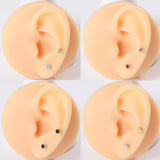 12 Pairs Surgical Steel Crystal Ear Piercing Studs Mixed Colors & Pearl 2