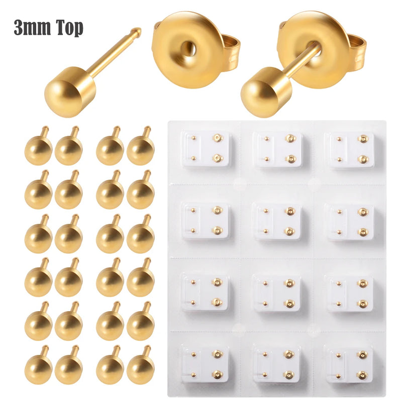 12 Pairs Surgical Steel Crystal Ear Piercing Studs Mixed Colors & Pearl 2